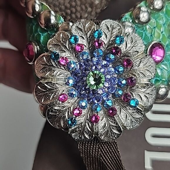 Gypsy Soule Bling Beaded Flower Snake Platform Western Flair Flip Flop Size 8.5 - Picture 6 of 9